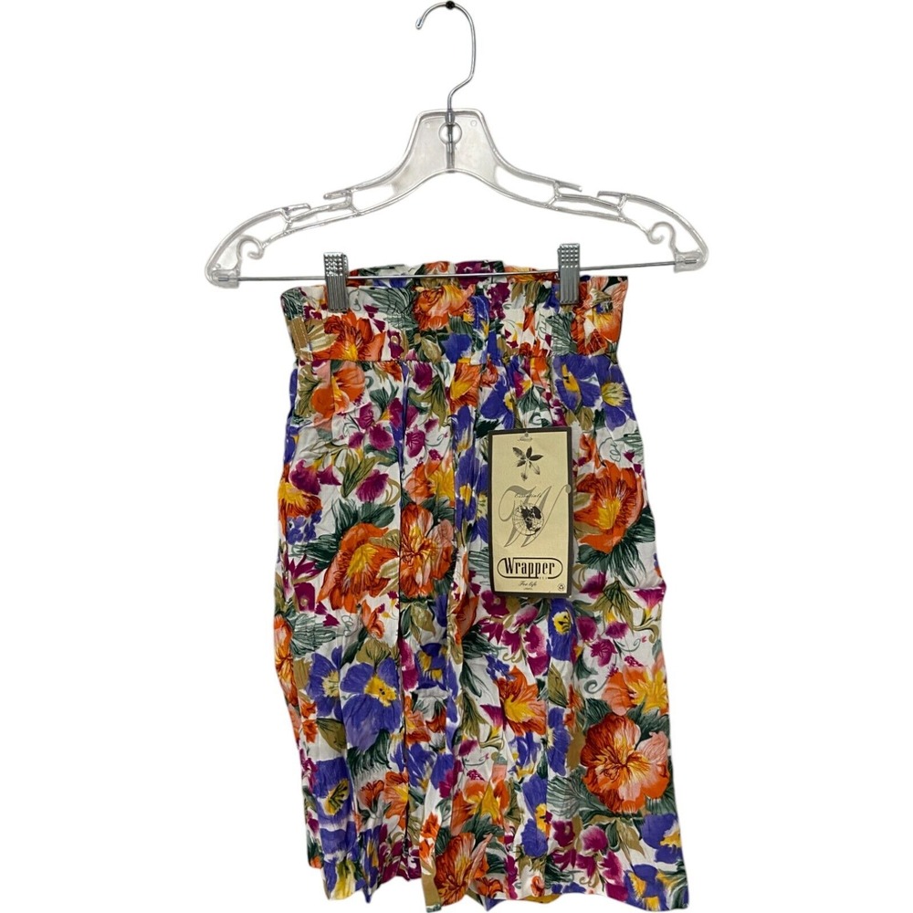 Wrapper‎ High Waist Shorts Multicolor Womens M Floral Elastic Waist Comfy